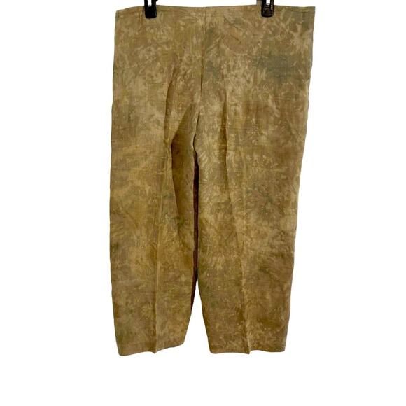 Chico’s Design Size 0 XS Brown Linen Tie Dye Print Drawstring Crop Cargo Pants - Picture 3 of 15